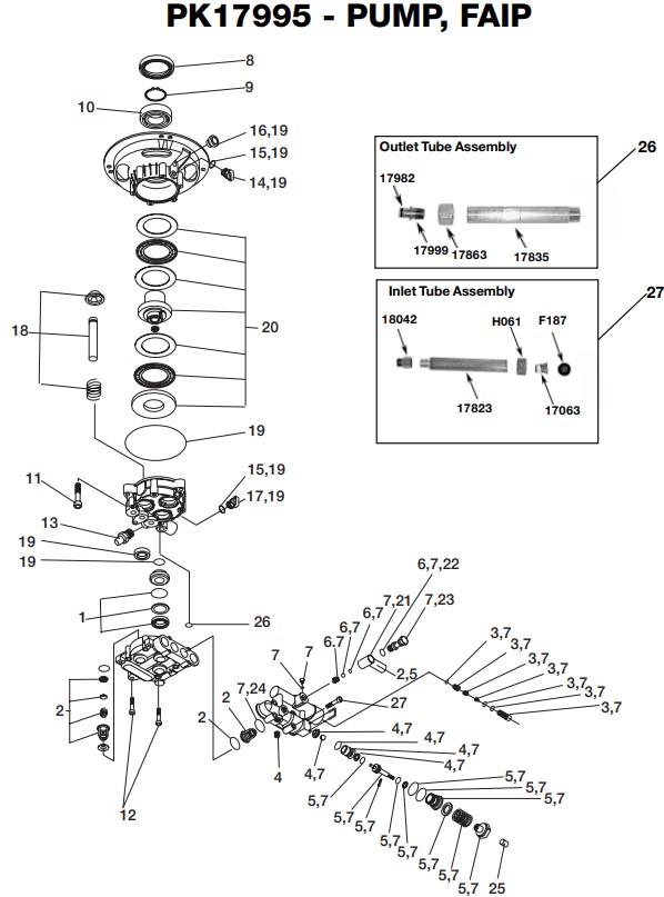 Excell EXWGV2121-1 pump parts